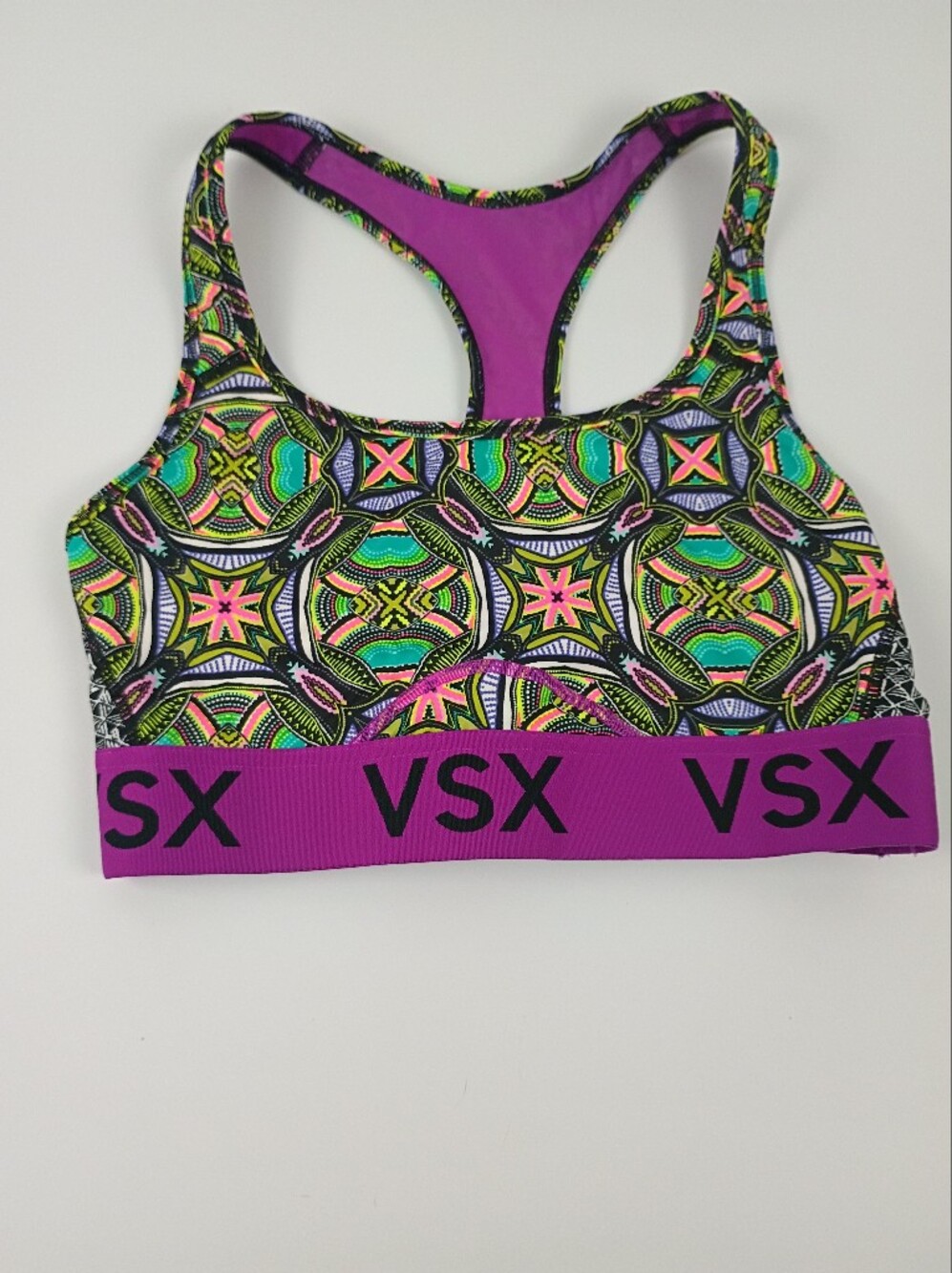 PINK Victoria's Secret XS Neon Kaleidoscope Sports Bra - Purple